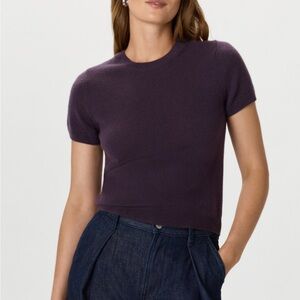 Quince - Mongolian Cashmere Tee in Deep Orchid Purple, S
